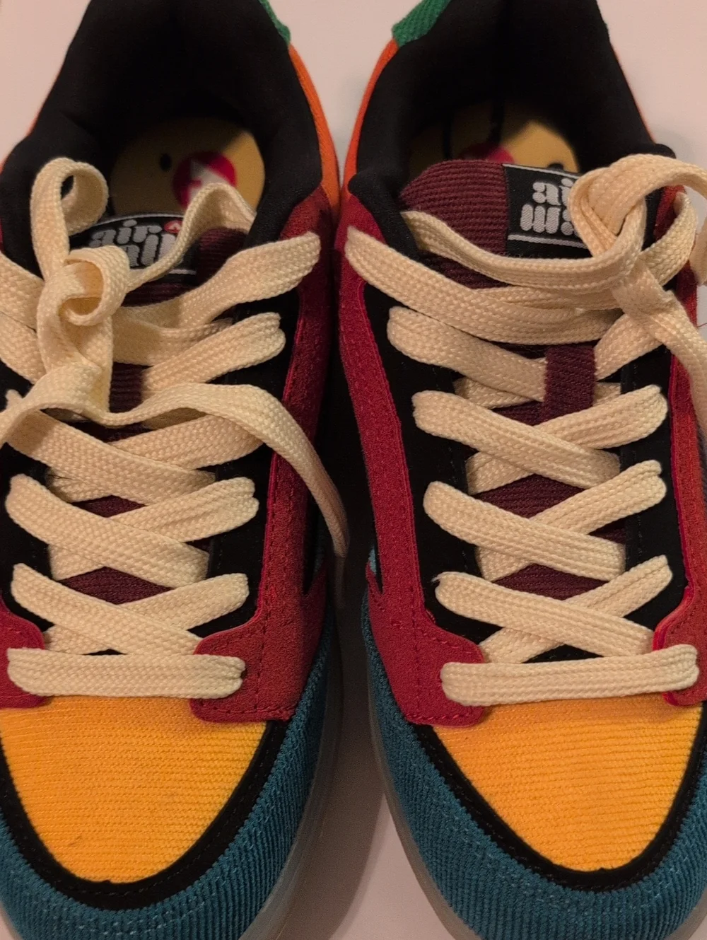 Airwalk Kids Pedro Multicolor Sneakers in Teal, Yellow, Red and Maroon Sz 4